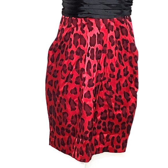 City Studio Party Dress Red Leopard Animal Print Black Size 5 Sleeveless - Picture 4 of 9